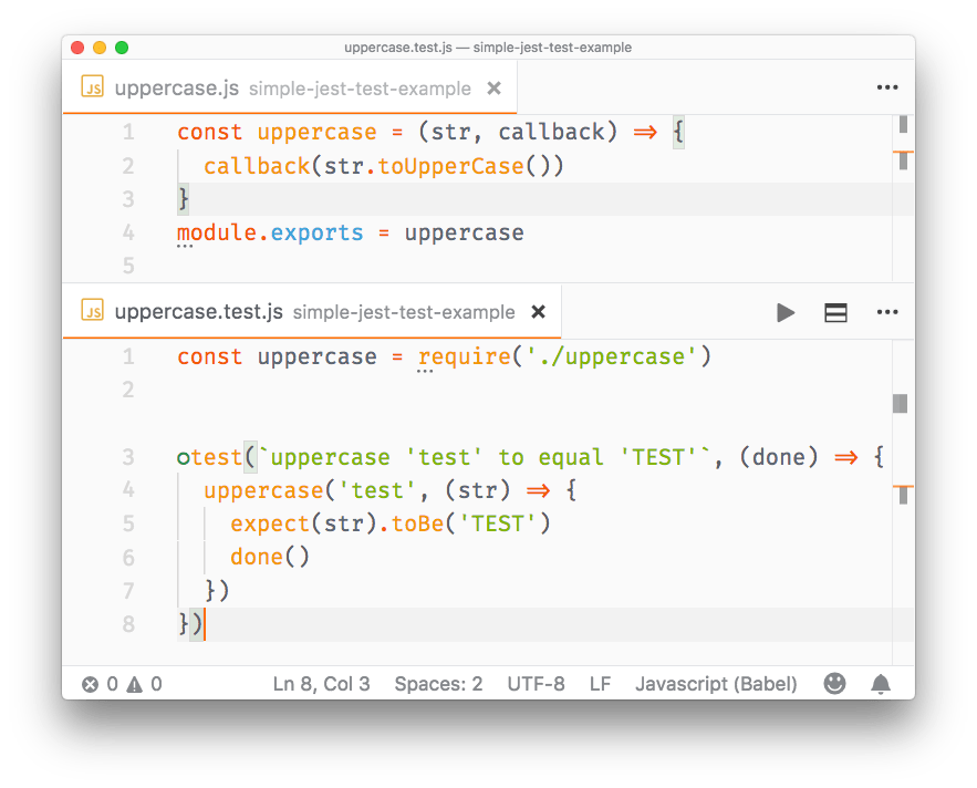 Jest async test callback