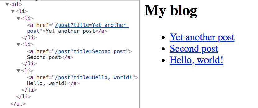 The posts list